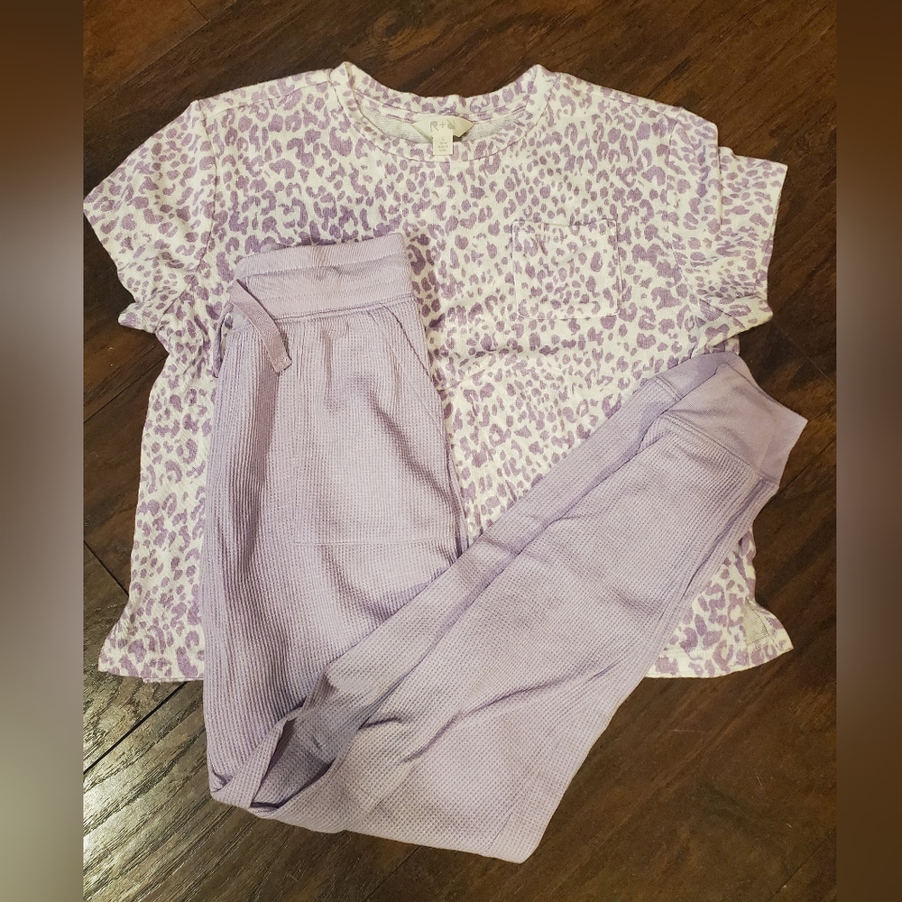 Girls Purple Leopard Print Matching Set